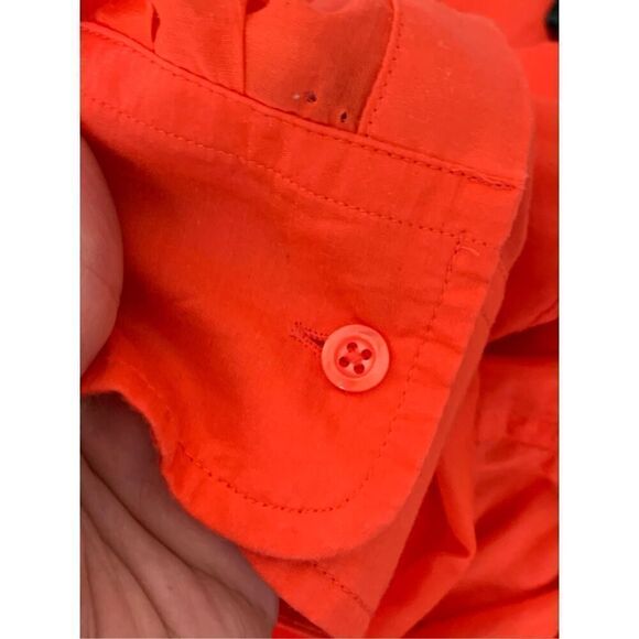 Lauren Ralph Lauren Cotton/Silk Blend Red Orange Button Down Shirt - Picture 6 of 10